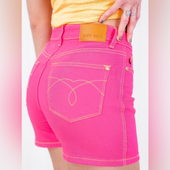 Judy Blue Pants - NEW Judy Blue Pretty in Pink Embroidered Pocket Shorts